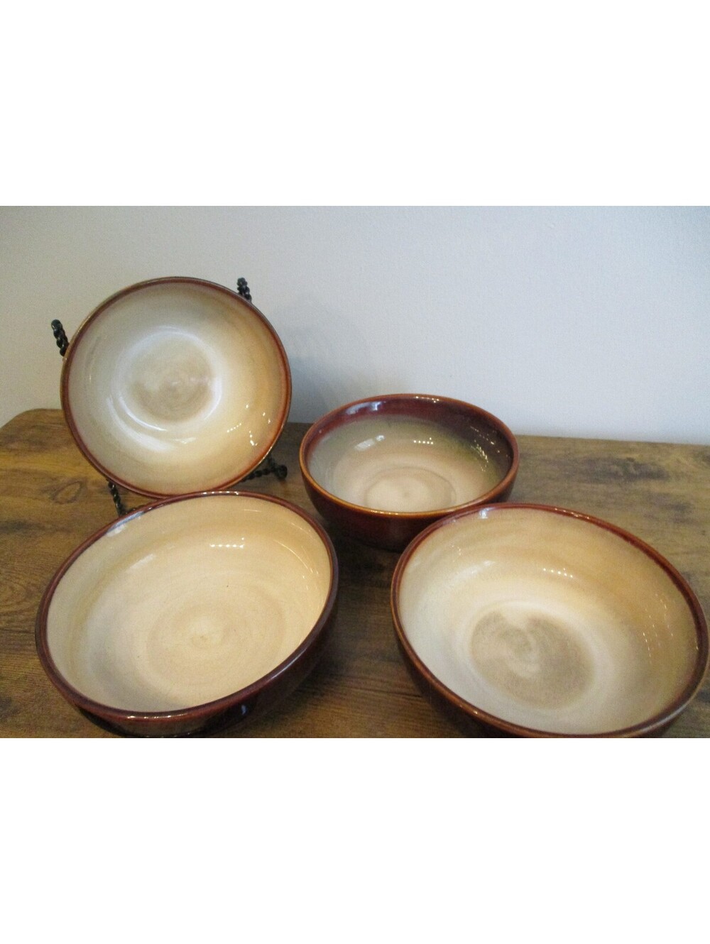 VTG Sango Nova Brown Pottery soup/Cereal Bowls, Set of 4 Bowls #4933
